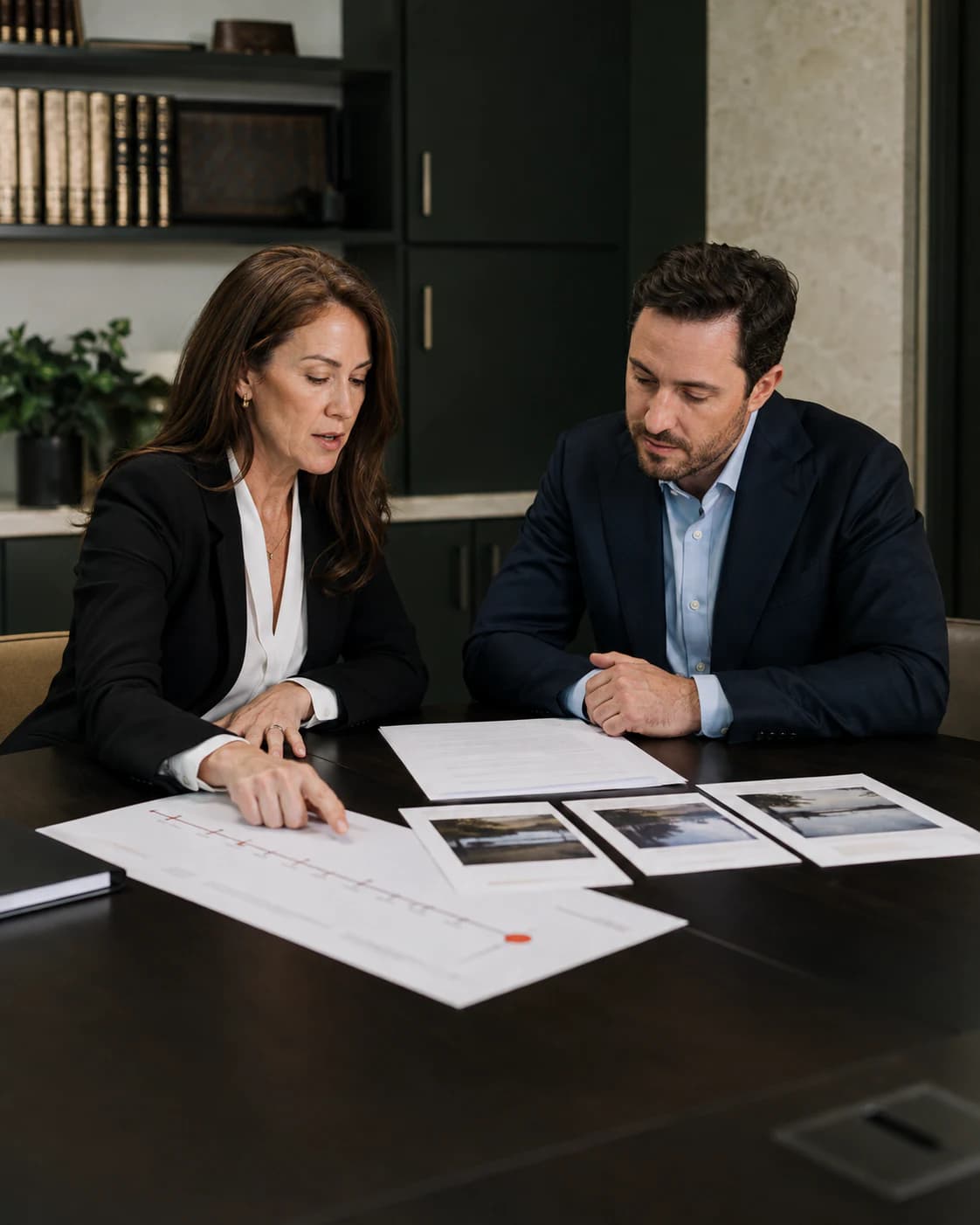 A disputes lawyer and client structuring evidence and a formal demand